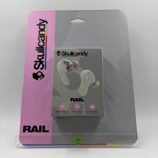 New Skullcandy Rail Wireless In-Ear Bluetooth Headphones White S2RLW