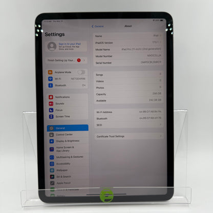 WiFi Only Apple iPad Pro 11" 2nd Gen 256GB Space Gray MXDC2LL/A