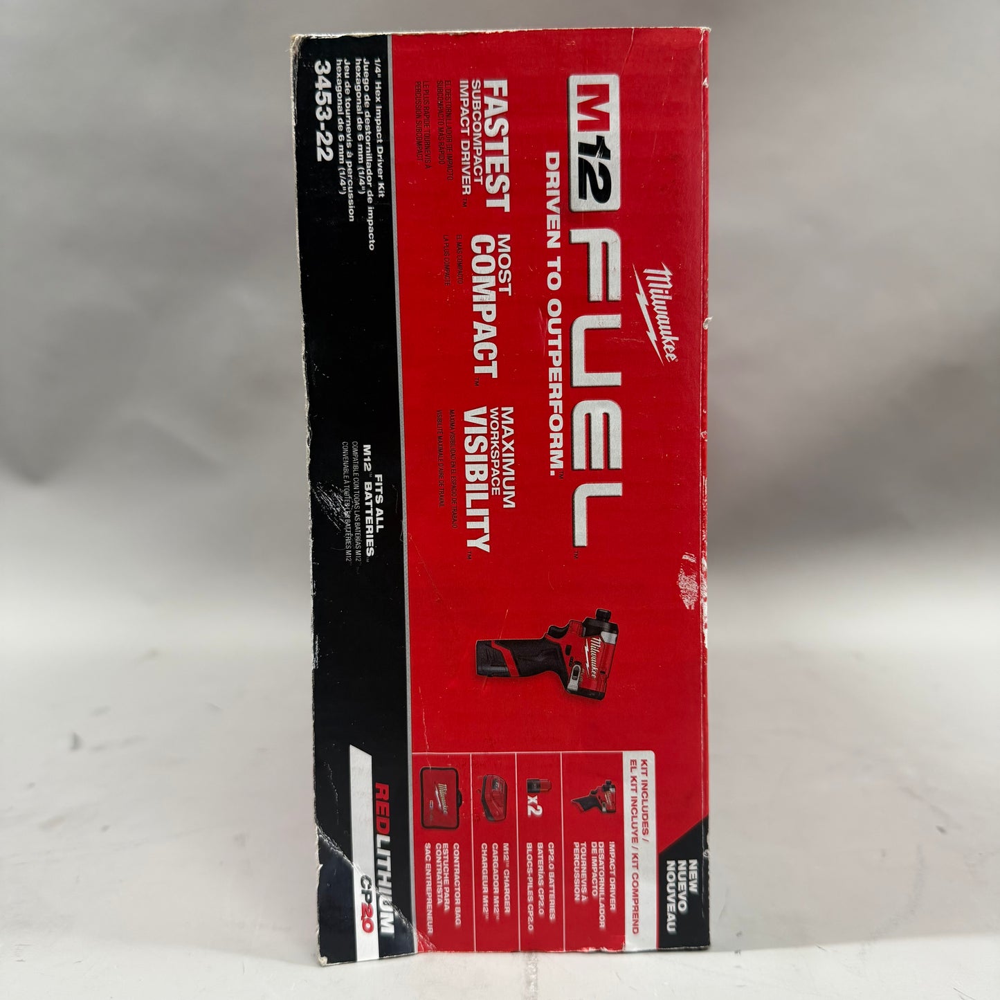 Milwaukee 3453-22 M12 12V 1/4" Hex Impact Driver Kit "New"