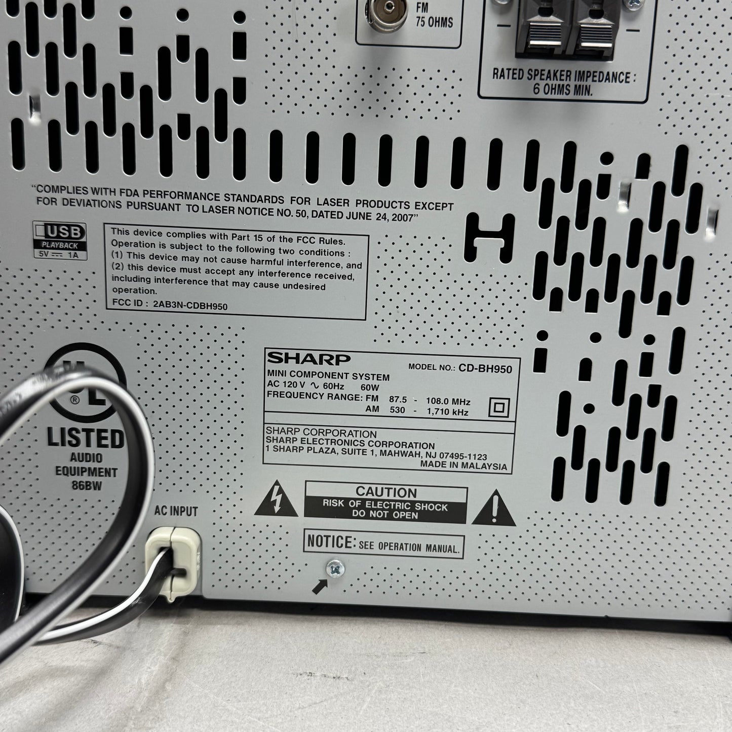 Sharp CD-BH950 Speakers