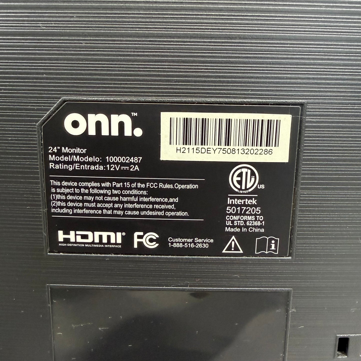 onn. 24.5" 1000002487 FHD LED 60Hz Display Monitor