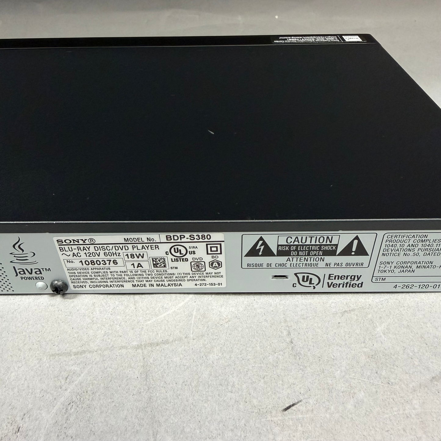 Sony Blu-Ray Disc/DVD Player BDP-S380