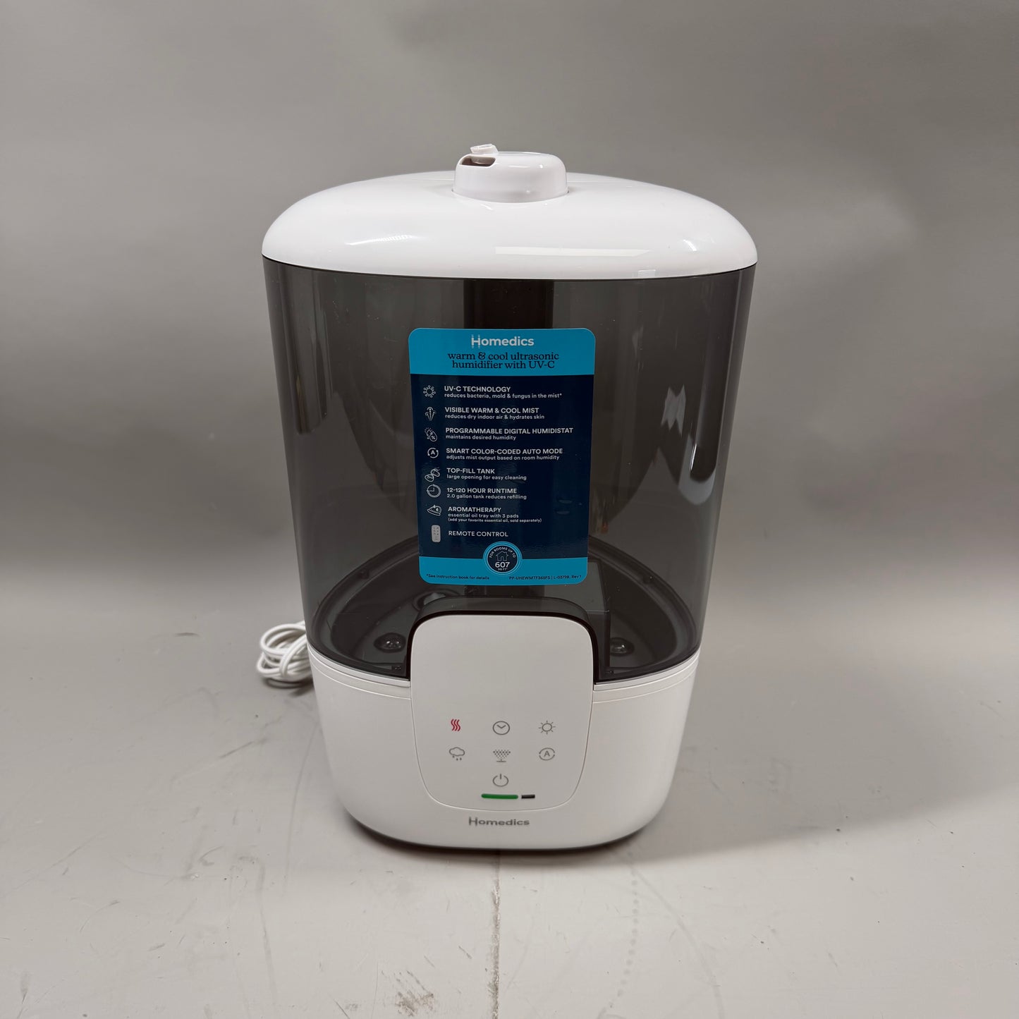 Homedics Warm & Cool ultra sonic humidifier with UV-C UHE-WMTF365