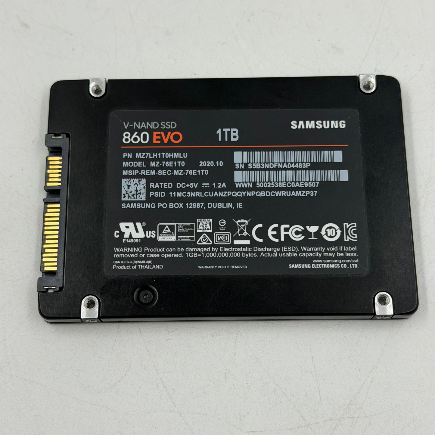 Samsung Internal 860 Evo 1TB SATA SSD MZ-76E1T0