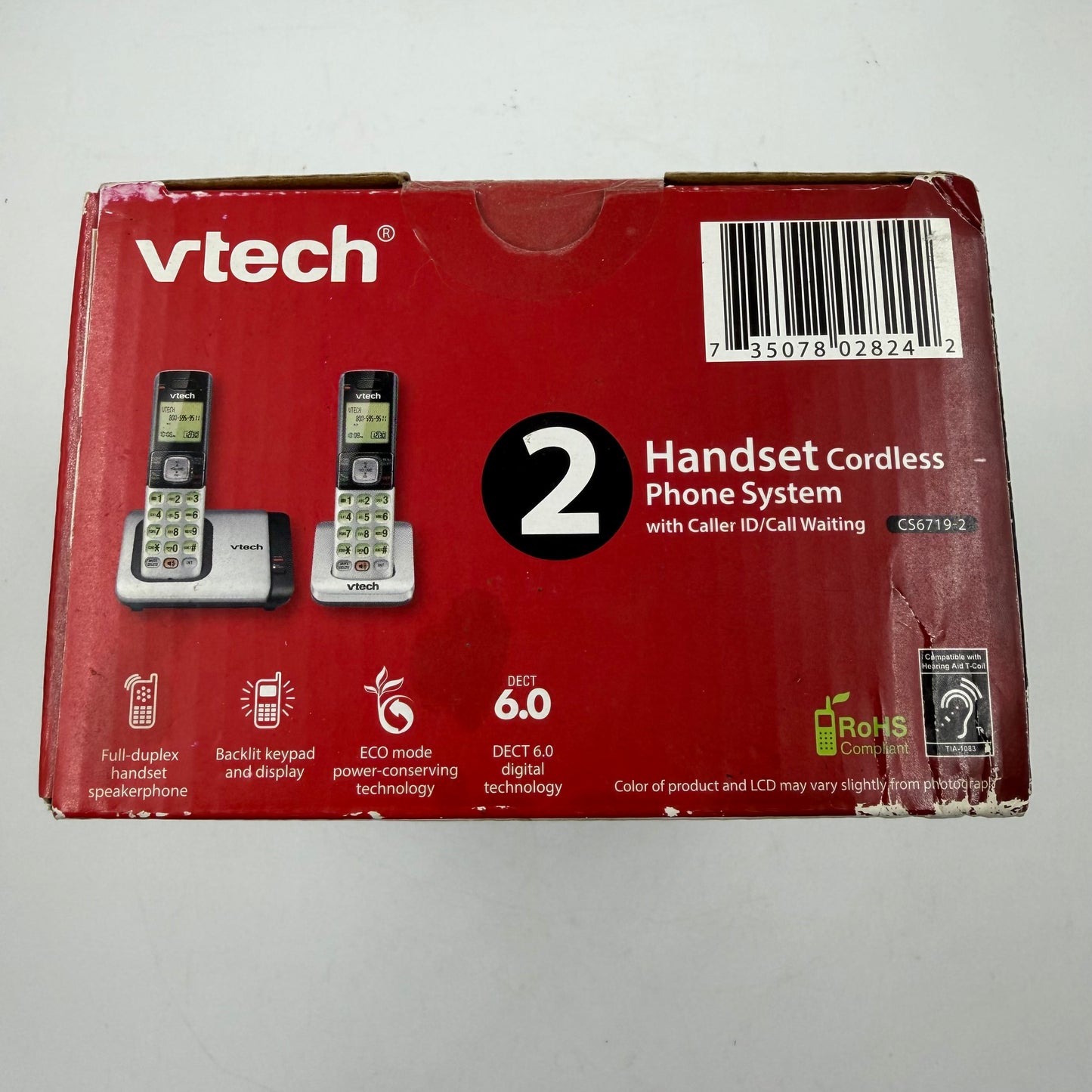 New Vtech 2 Handset Cordless Phone System Wired CS6719-2