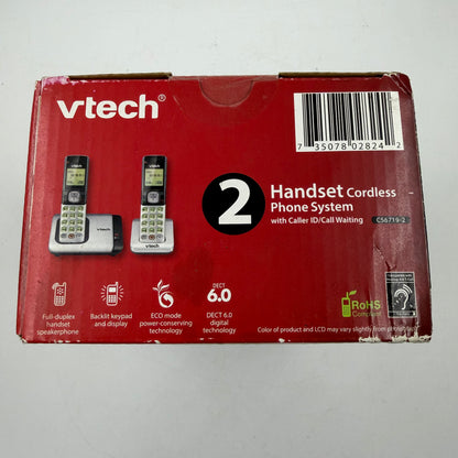 New Vtech 2 Handset Cordless Phone System Wired CS6719-2