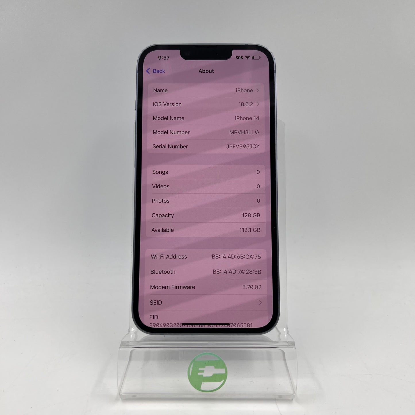 Unlocked Apple iPhone 14 128GB Blue MPVH3LL/A 18.6.2