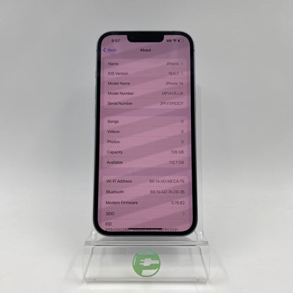 Unlocked Apple iPhone 14 128GB Blue MPVH3LL/A 18.6.2