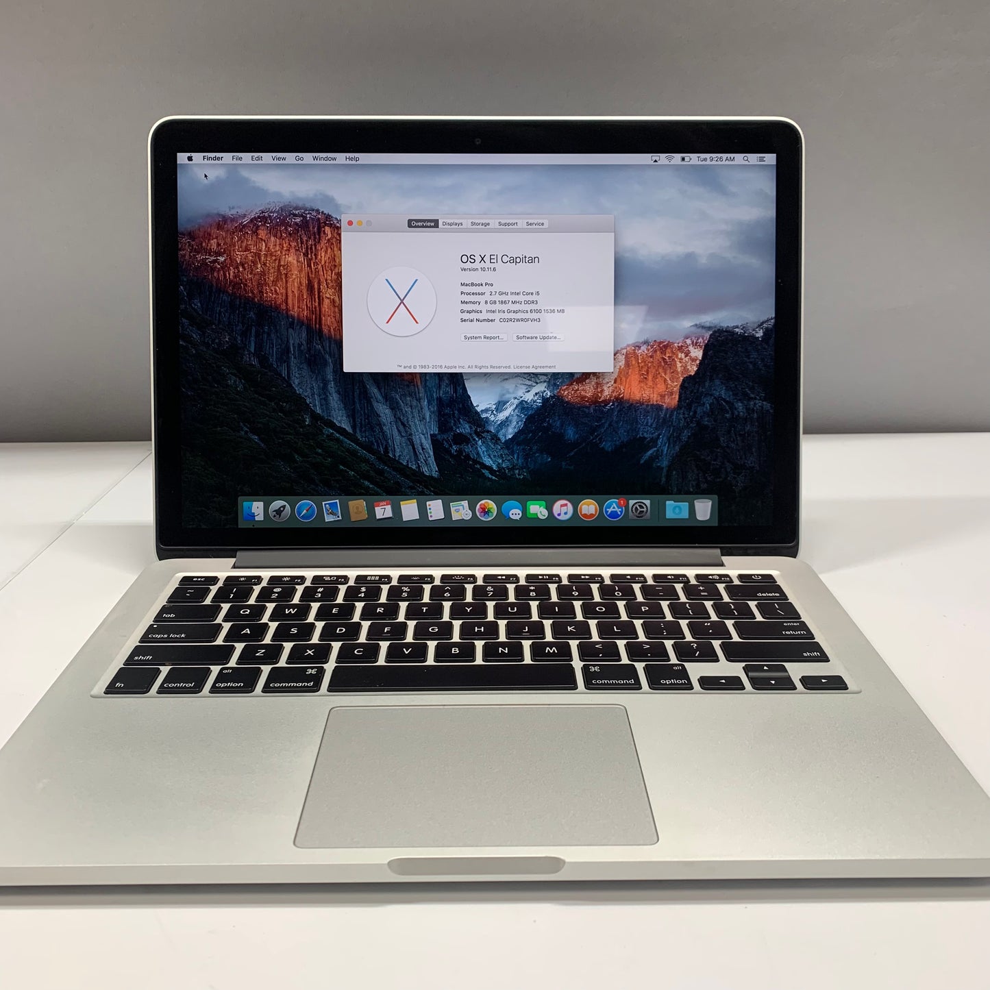 2015 Apple Macbook Pro 13" Core i5 2.7GHz 8GB RAM 128GB SSD Silver A1502