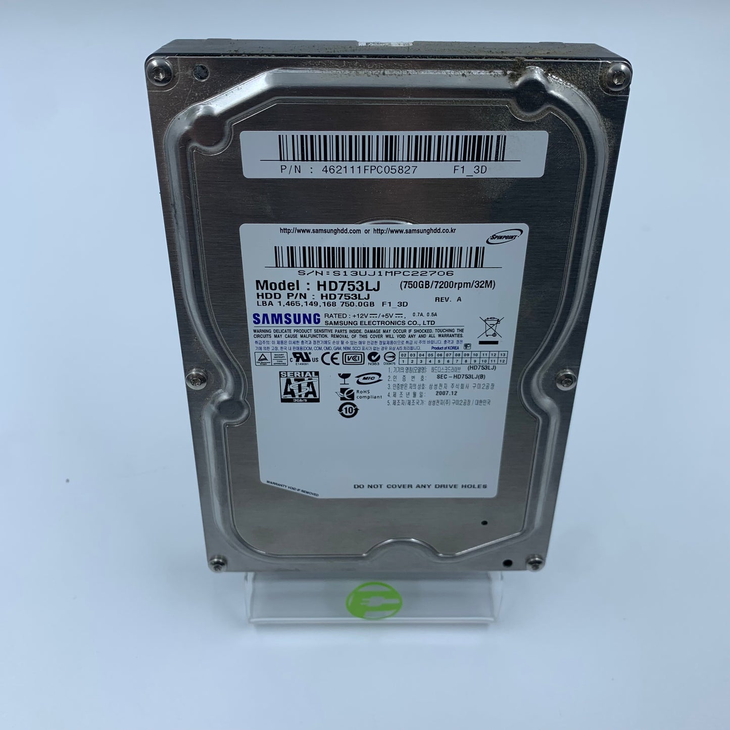 Samsung 3.5" HDD Hard Drive 750GB SATA HDD HD753LJ