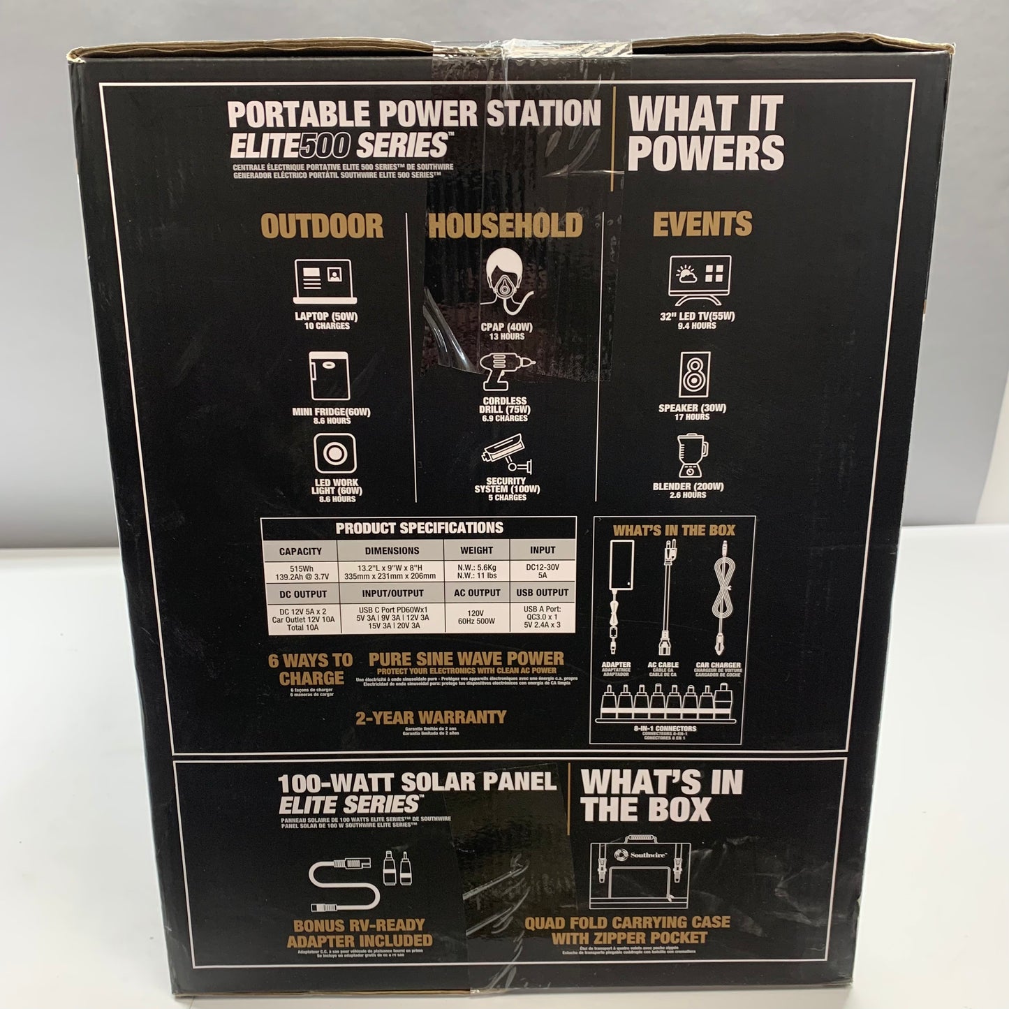 New Southwire Portable Power Station Elite 500 Series Portable Generator 53252K