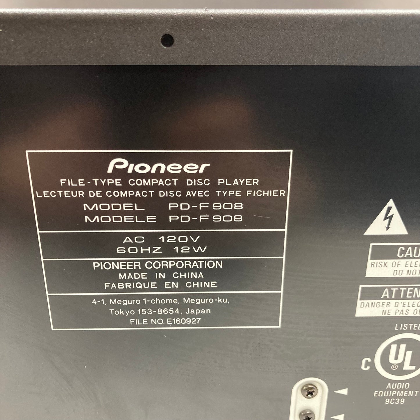 Pioneer File Type Compact Disc Player PD-F908