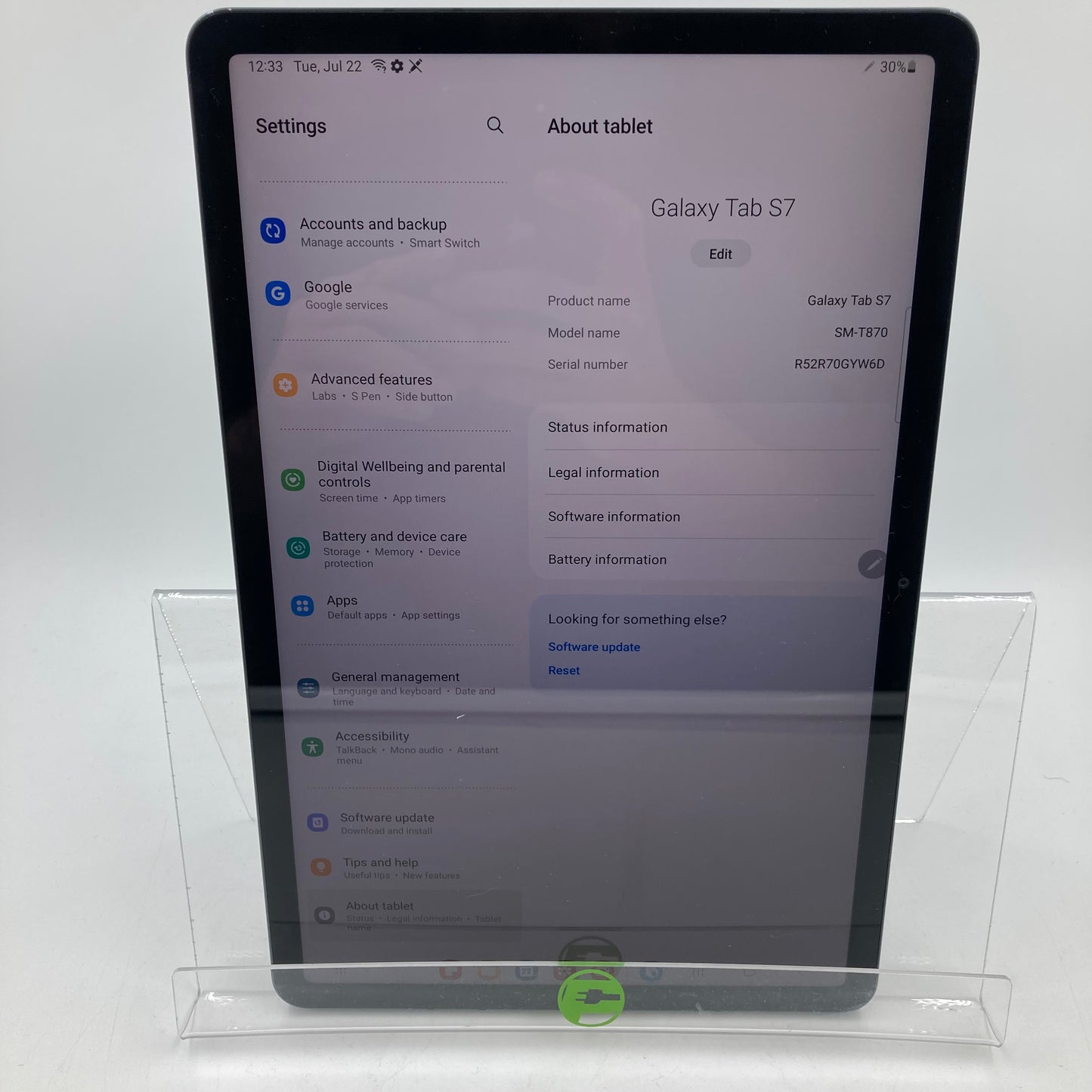 WiFi Only Samsung Galaxy Tab S7 11.0" 128GB Graphite SM-T870