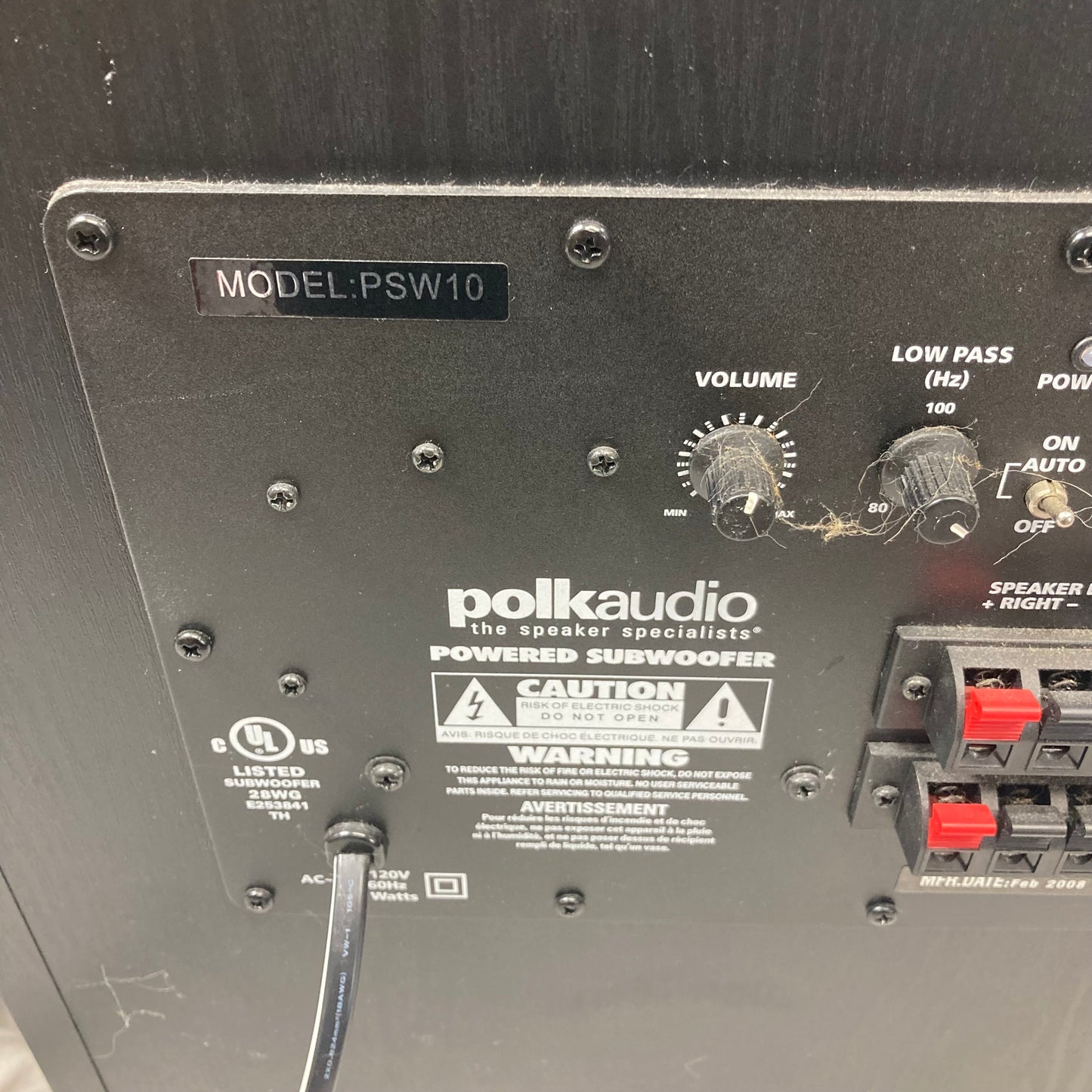 Polk Audio PSW10 Powered Subwoofer