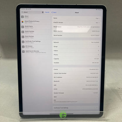 Unlocked Apple iPad 5th Gen 512 GB 18.5 Silver MHNY3LL/A
