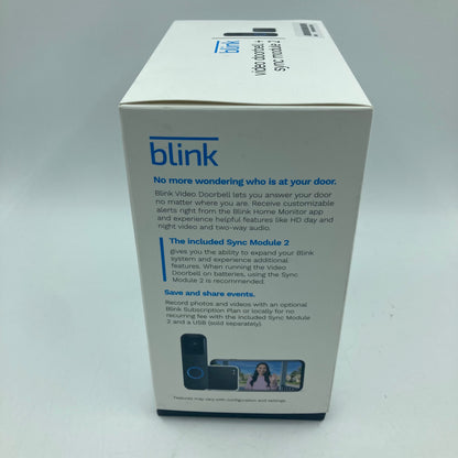 New Blink Video Doorbell + Sync Module 2 DoorBell Security Camera Unclaimed