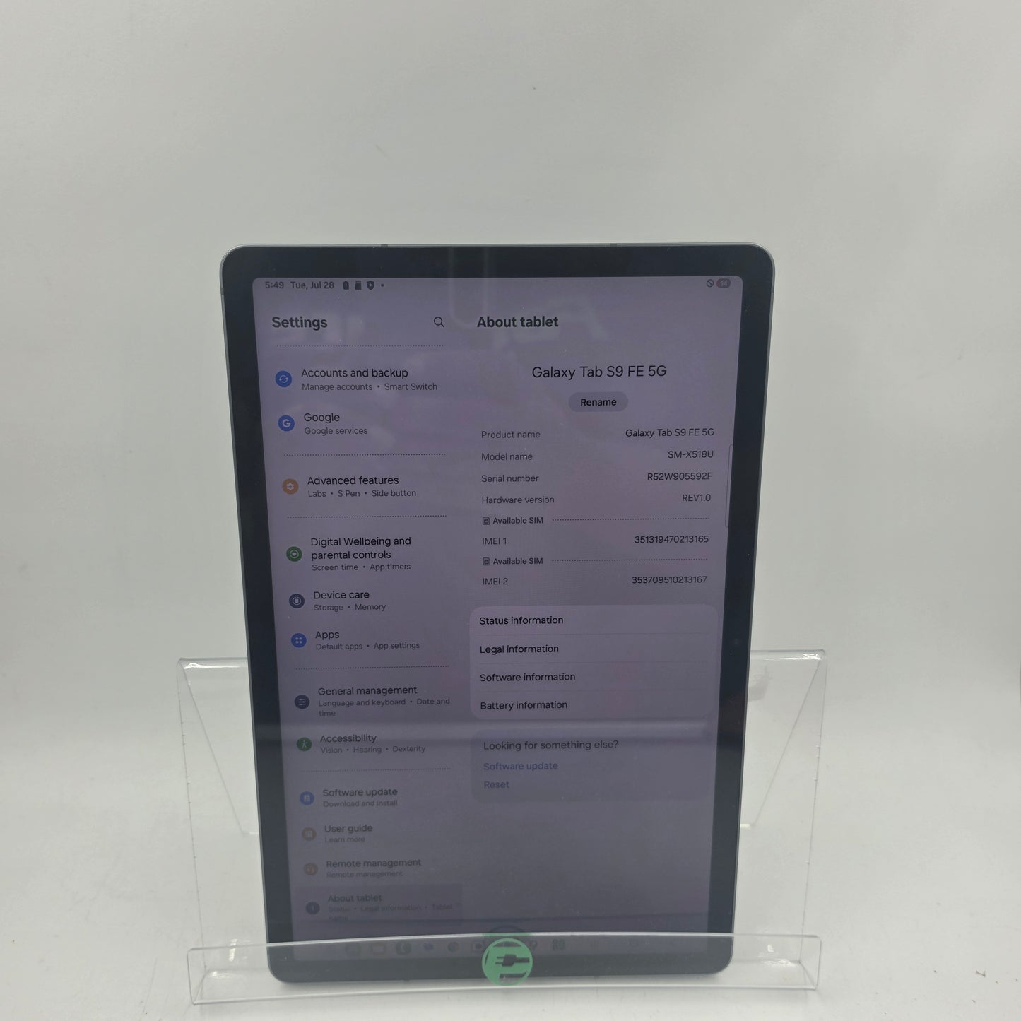 WiFi Only Samsung Galaxy Tab S9 FE 10.9" 128GB Graphite SM-X518U