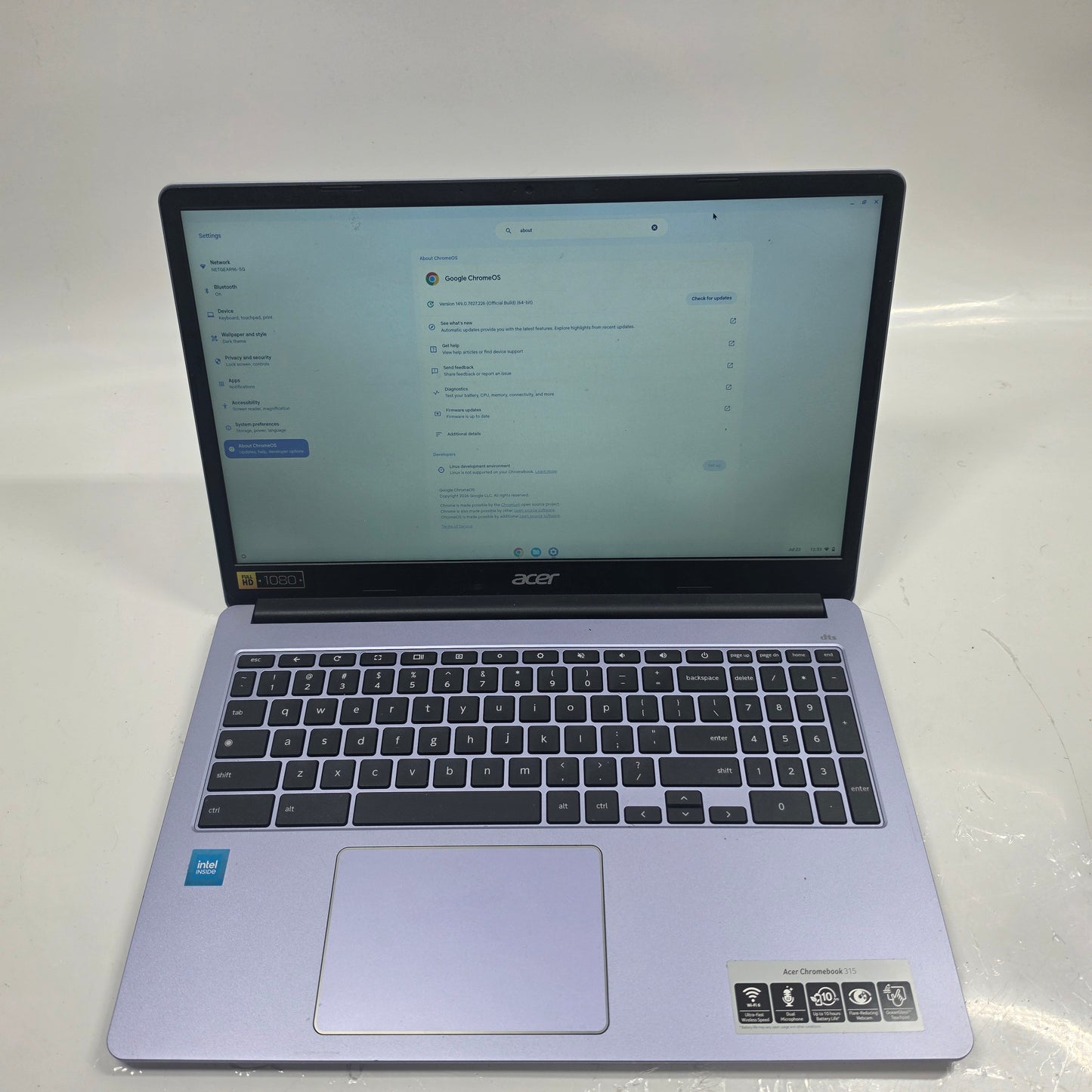 Acer Chromebook 315 CB315-4H Celeron N4500 4GB RAM 64GB Genuine Charger