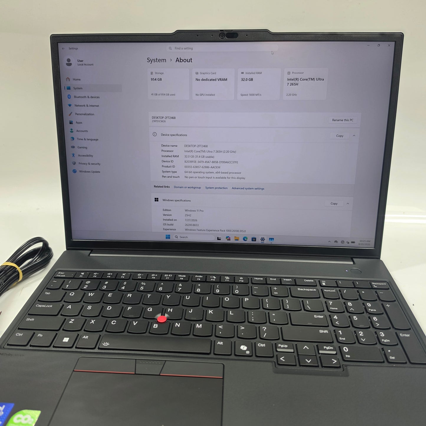 Lenovo ThinkPad P16V Gen 3 16" Intel Core Ultra 7 265H 2.0GHz 32GB RAM 1TB SSD