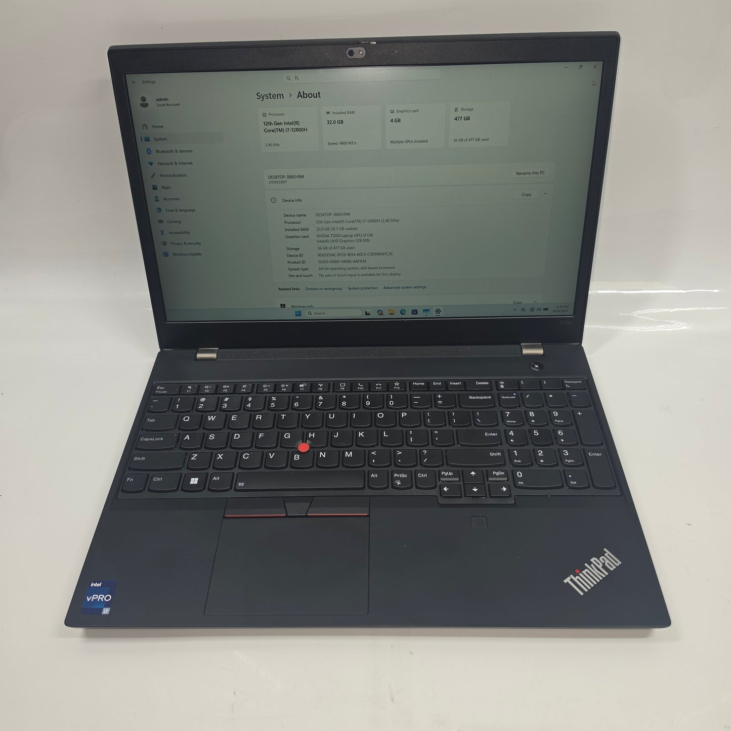 Lenovo ThinkPad P15v Gen 3 15.6" i7-12800H 2.4GHz 32GB RAM 512GB SSD Quadro 