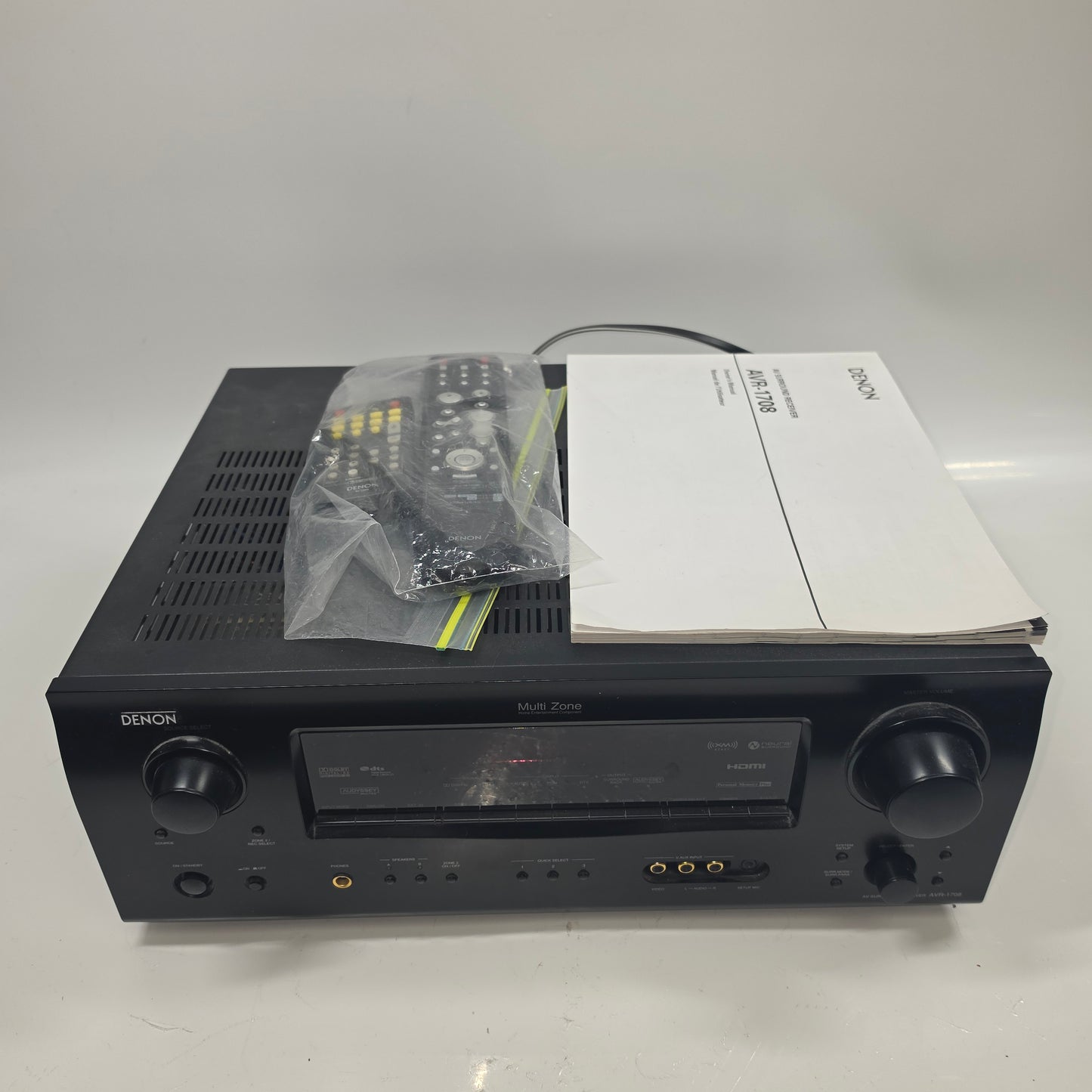 Denon AVR-1708 Multi-zone AV Surround Reciever w/remote Bundle