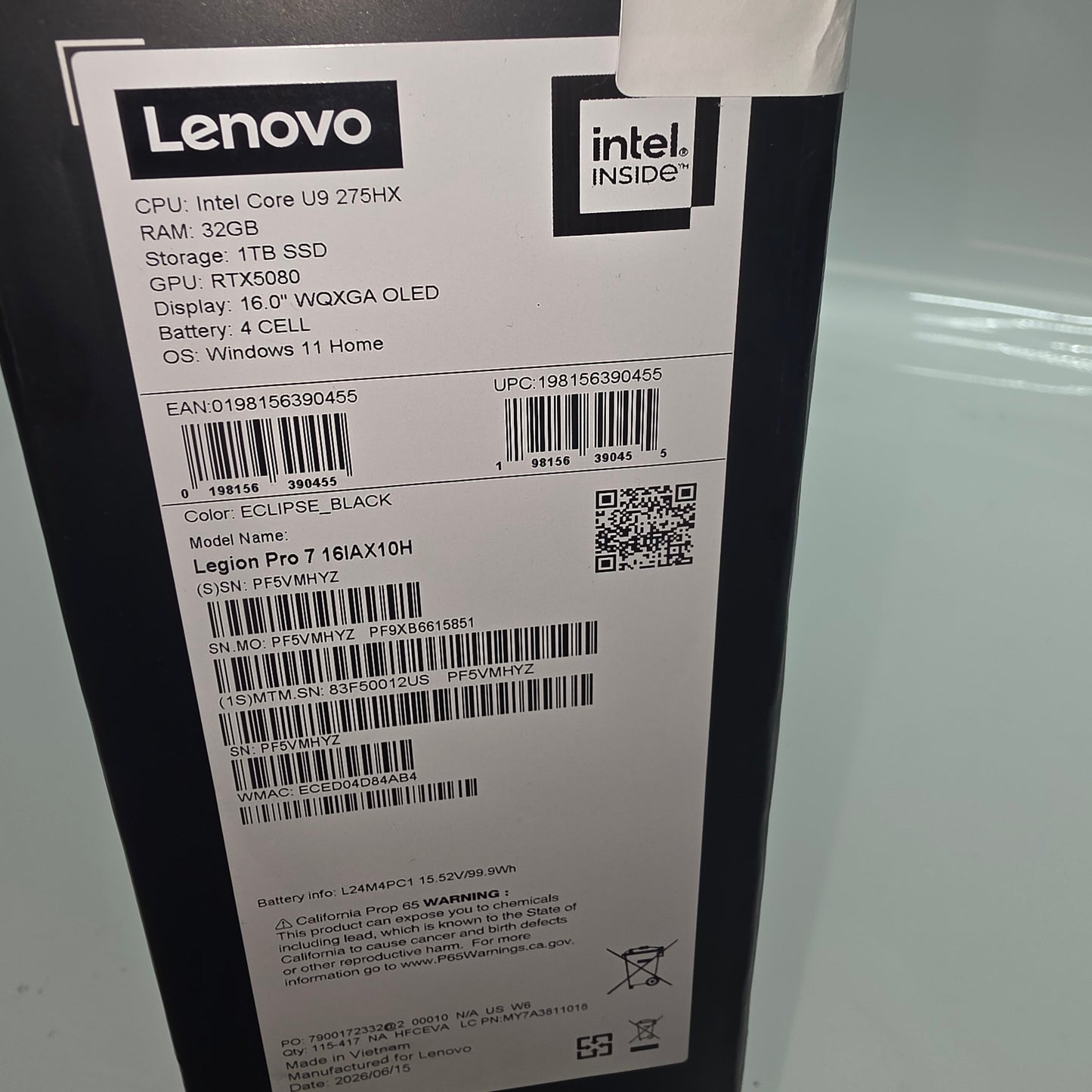New Lenovo Legion Pro 7 16IAX10H Core Ultra 9 275HX 32GB RAM 1TB GeForce RTX 