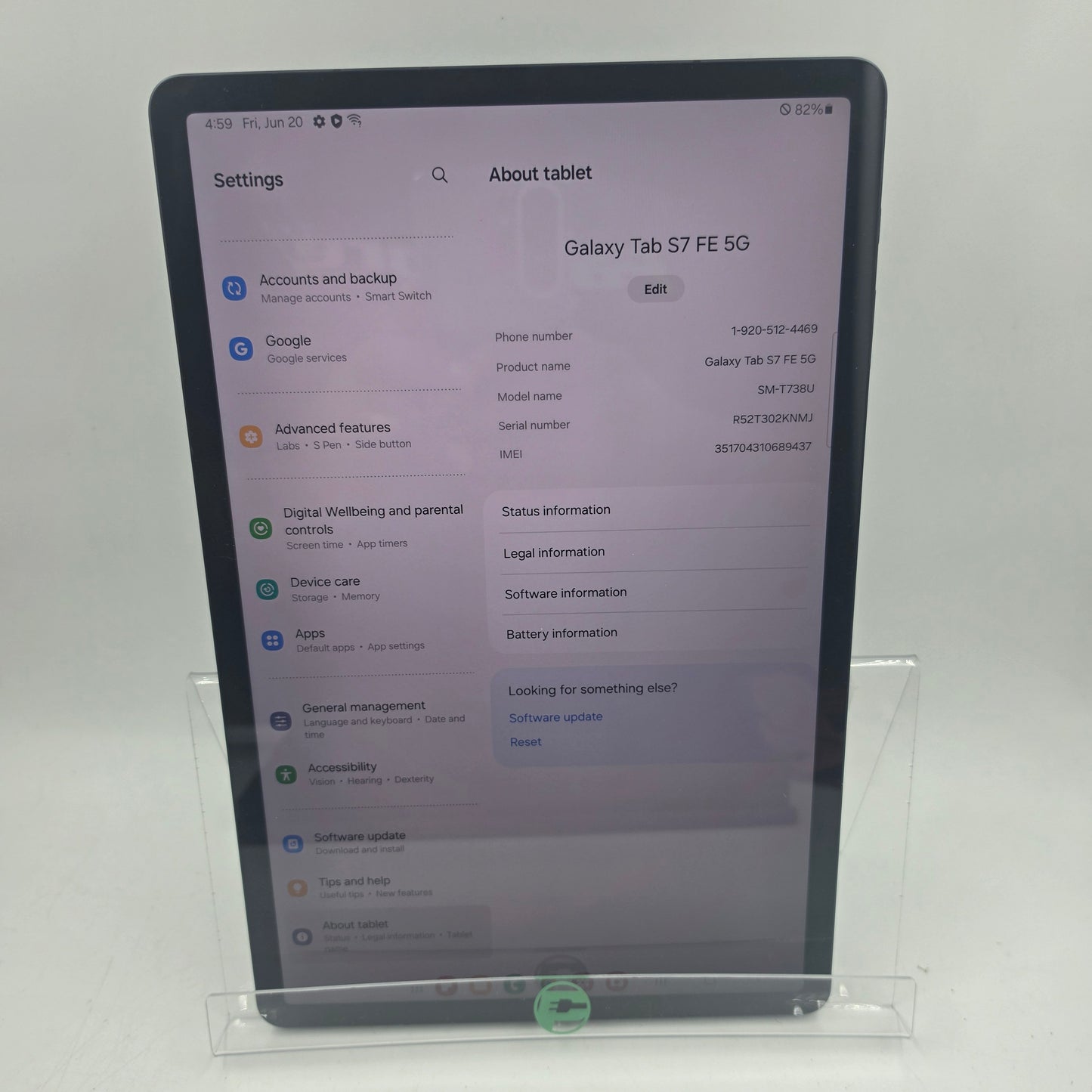 T-Mobile Samsung Galaxy Tab S7 FE 5G 12.4" 64GB Gray SM-T738U