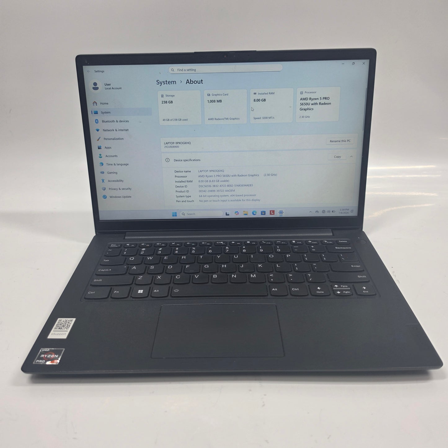 Lenovo K14 14" Ryzen 5 Pro 5650U 2.3GHz 8GB RAM 256GB SSD