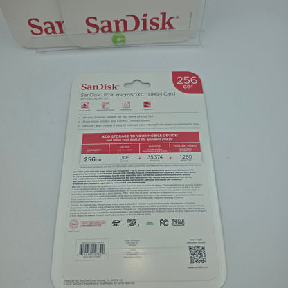 New SanDisk Ultra 256GB microSDXC A1 UHS-I Memory Card