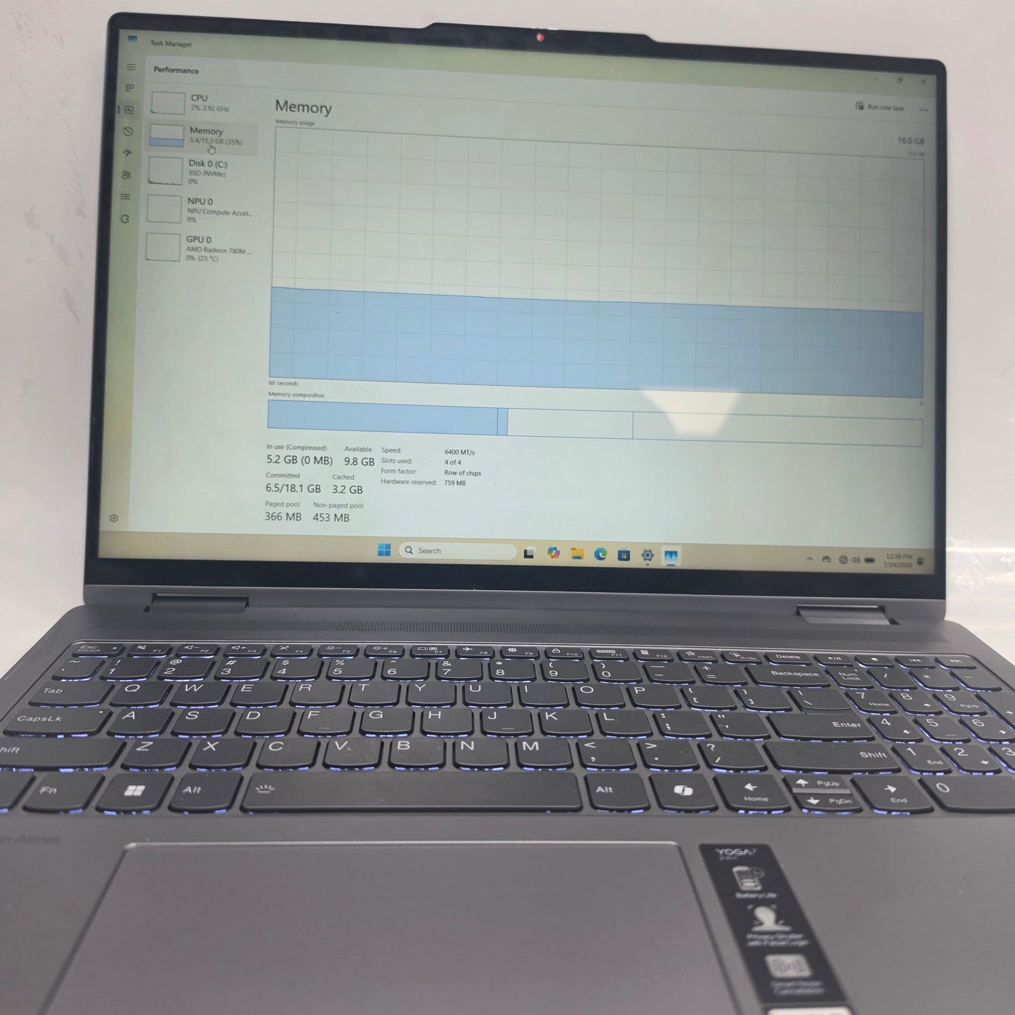 Lenovo Yoga 7 2-in-1 16" Ryzen 7 8840HS 3.3GHz 16GB RAM 512GB SSD