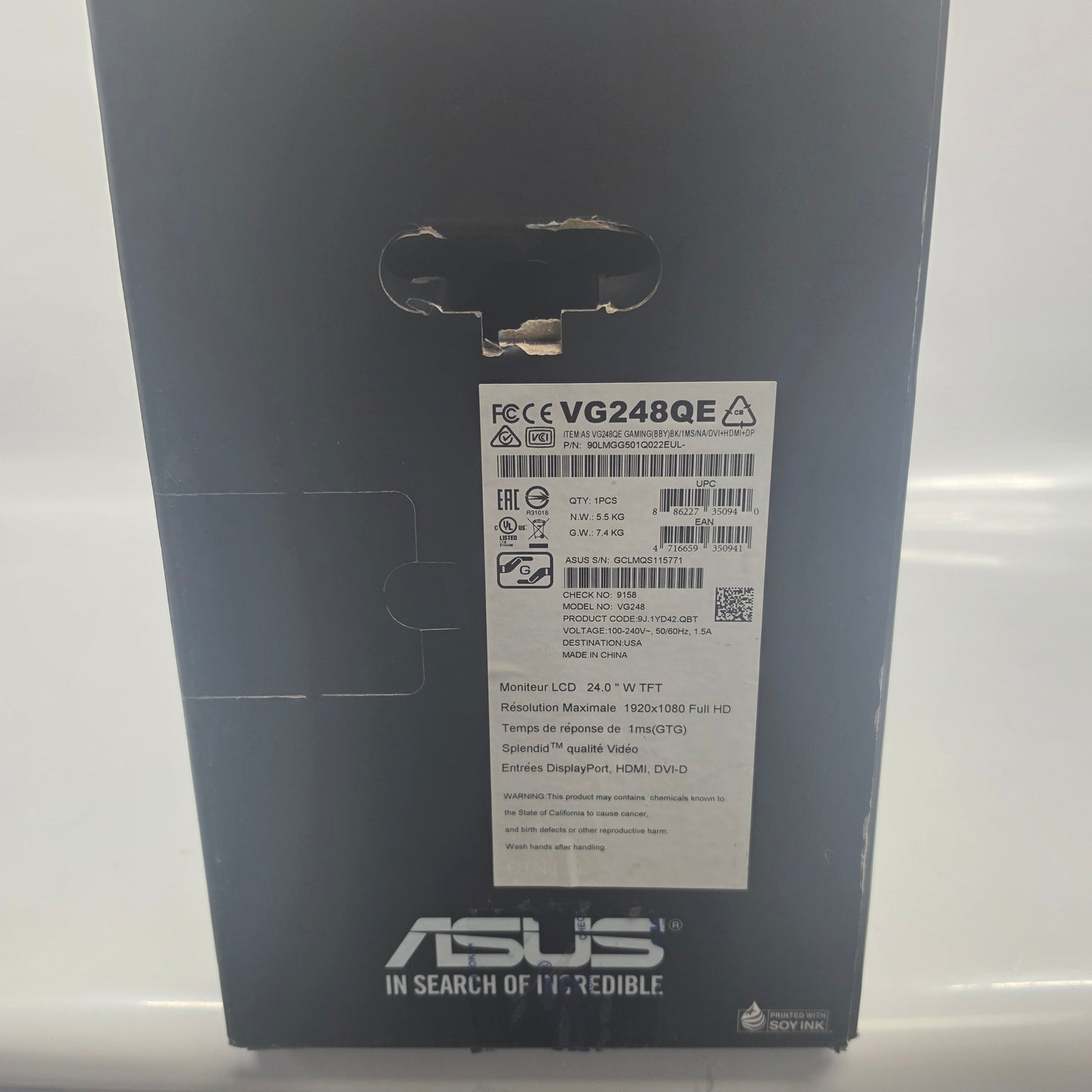 ASUS 24" VG248QG FHD LCD IPS Wide Screen Display Monitor