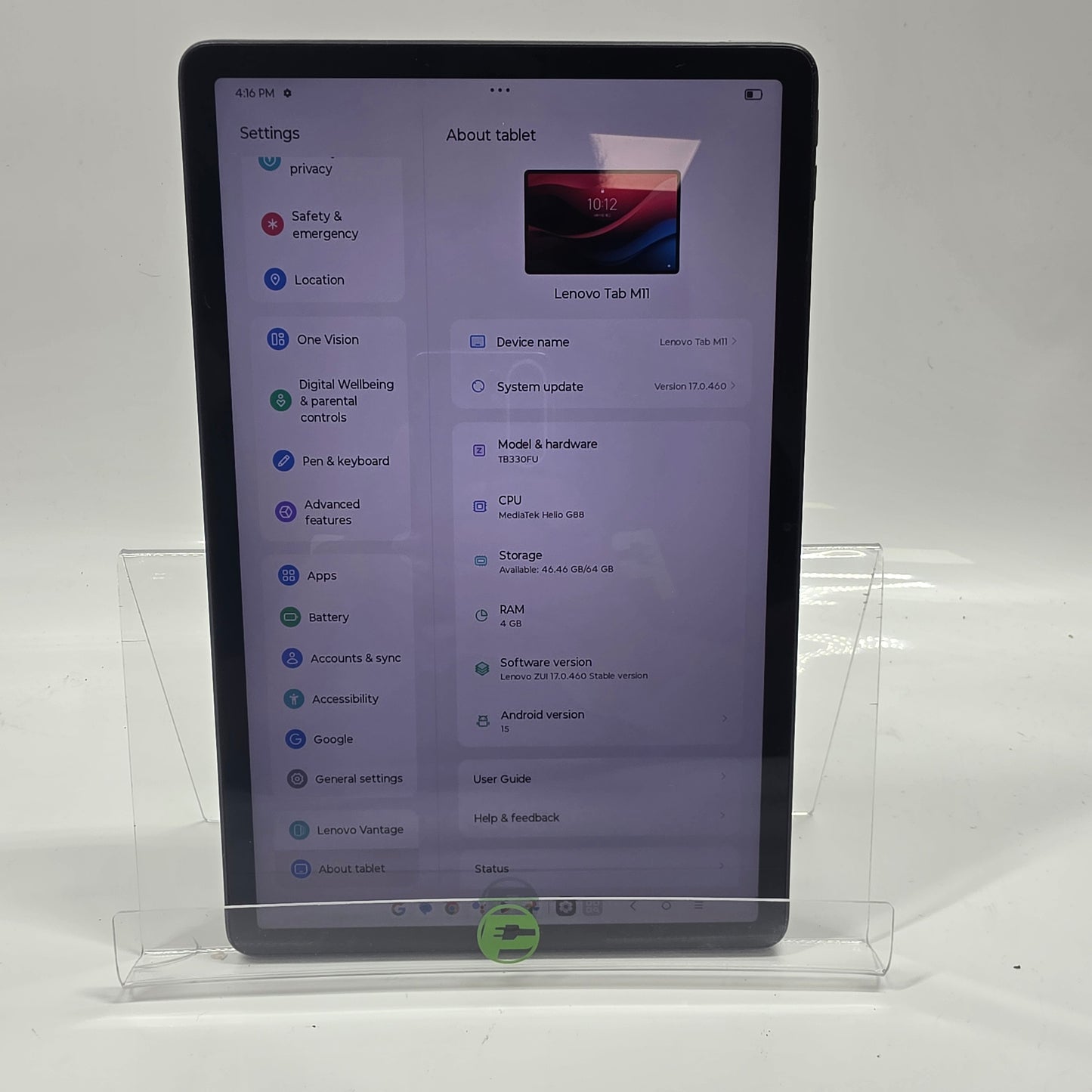 WiFi Only  Lenovo Tab M11 64GB Gray