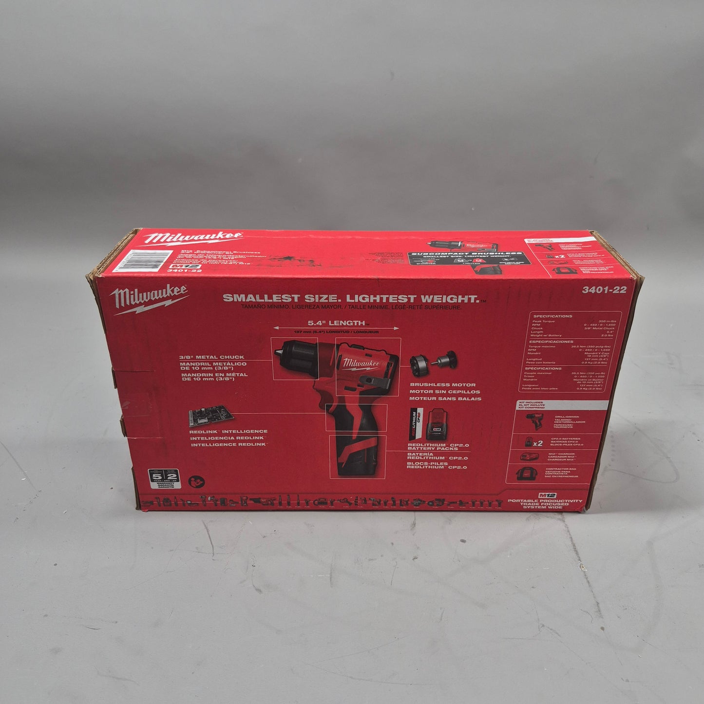 New Milwaukee 3401-20 M12 12V Sub-Compact Brushless Drill/Driver Tool
