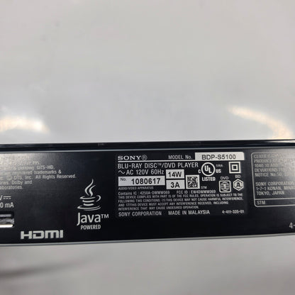 Sony BDP-S1500 BLUE RAY DISC PLAYER