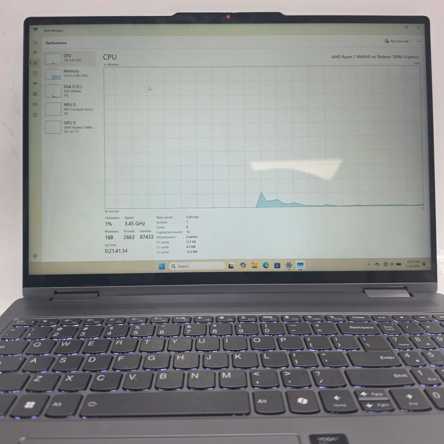 Lenovo Yoga 7 2-in-1 16" Ryzen 7 8840HS 3.3GHz 16GB RAM 512GB SSD