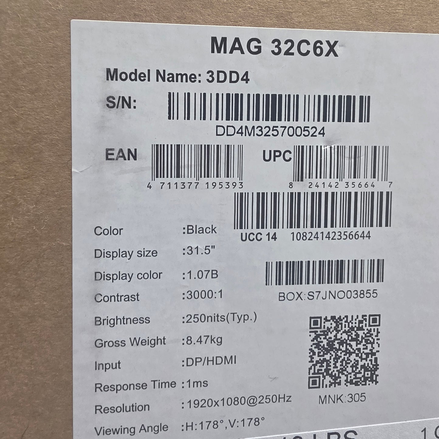 MSI MAG 32" C6X  Curved Gaming Monitor Open Box
