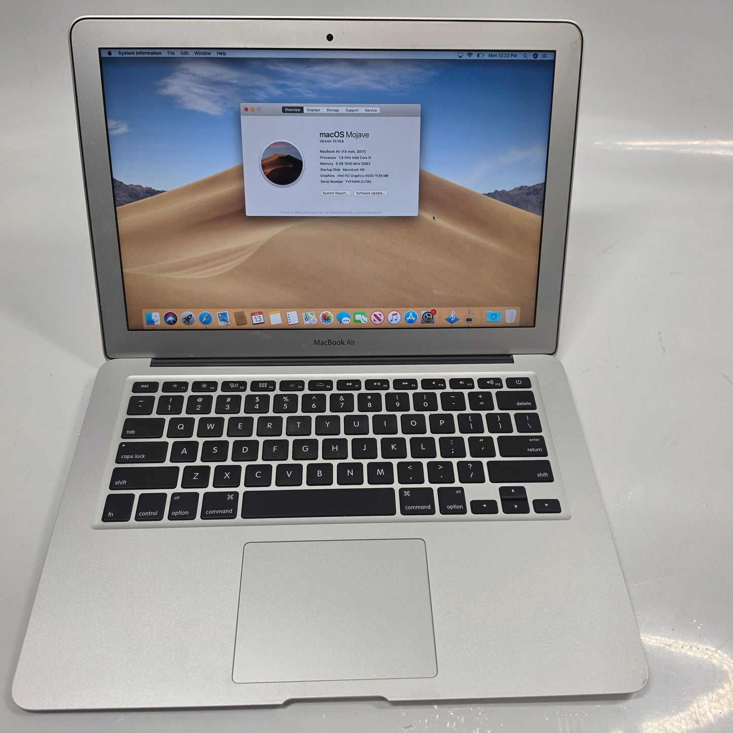 2017 Apple MacBook Air 13.3" i5 1.8GHz 8GB RAM 256GB SSD Silver A1466
